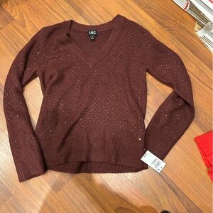 INC International Concepts Women's Deep Red V-Neck Sweater